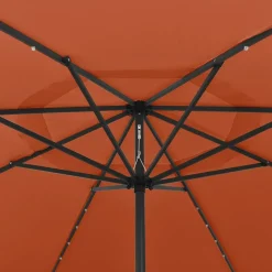 MAISON EXCLUSIVE - Parasol de jardin avec lumières led et mât en métal terre cuite