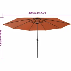 MAISON EXCLUSIVE - Parasol de jardin avec lumières led et mât en métal terre cuite