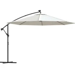 MAISON EXCLUSIVE - Parasol de jardin en porte-à-feux et lumières led mât en métal