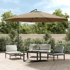 MAISON EXCLUSIVE - Parasol de jardin en porte-à-faux et poteau en aluminium taupe