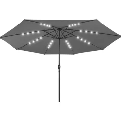 MAISON EXCLUSIVE - Parasol de jardin avec lumières led et mât en métal anthracite