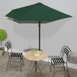 MAISON EXCLUSIVE - Parasol de balcon avec mât en aluminium vert 270x144 cm demi