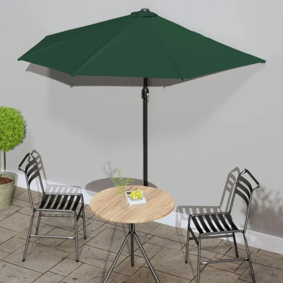 MAISON EXCLUSIVE - Parasol de balcon avec mât en aluminium vert 270x144 cm demi