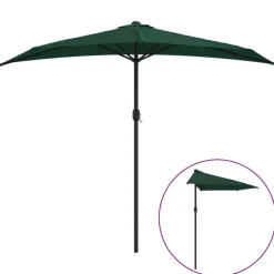 MAISON EXCLUSIVE - Parasol de balcon avec mât en aluminium vert 270x144 cm demi