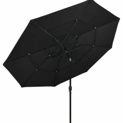 MAISON EXCLUSIVE - Parasol de jardin à 3 niveaux avec mât en aluminium noir 3,5 m