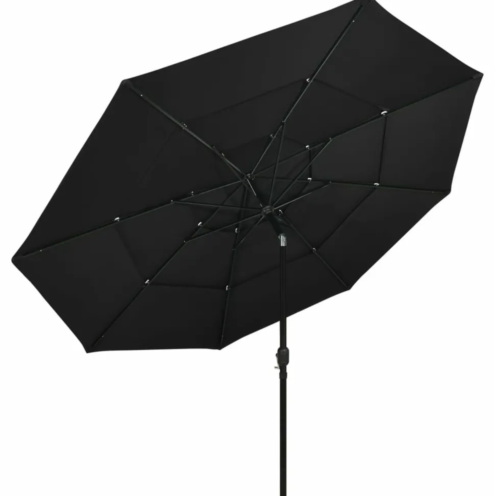 MAISON EXCLUSIVE - Parasol de jardin à 3 niveaux avec mât en aluminium noir 3,5 m