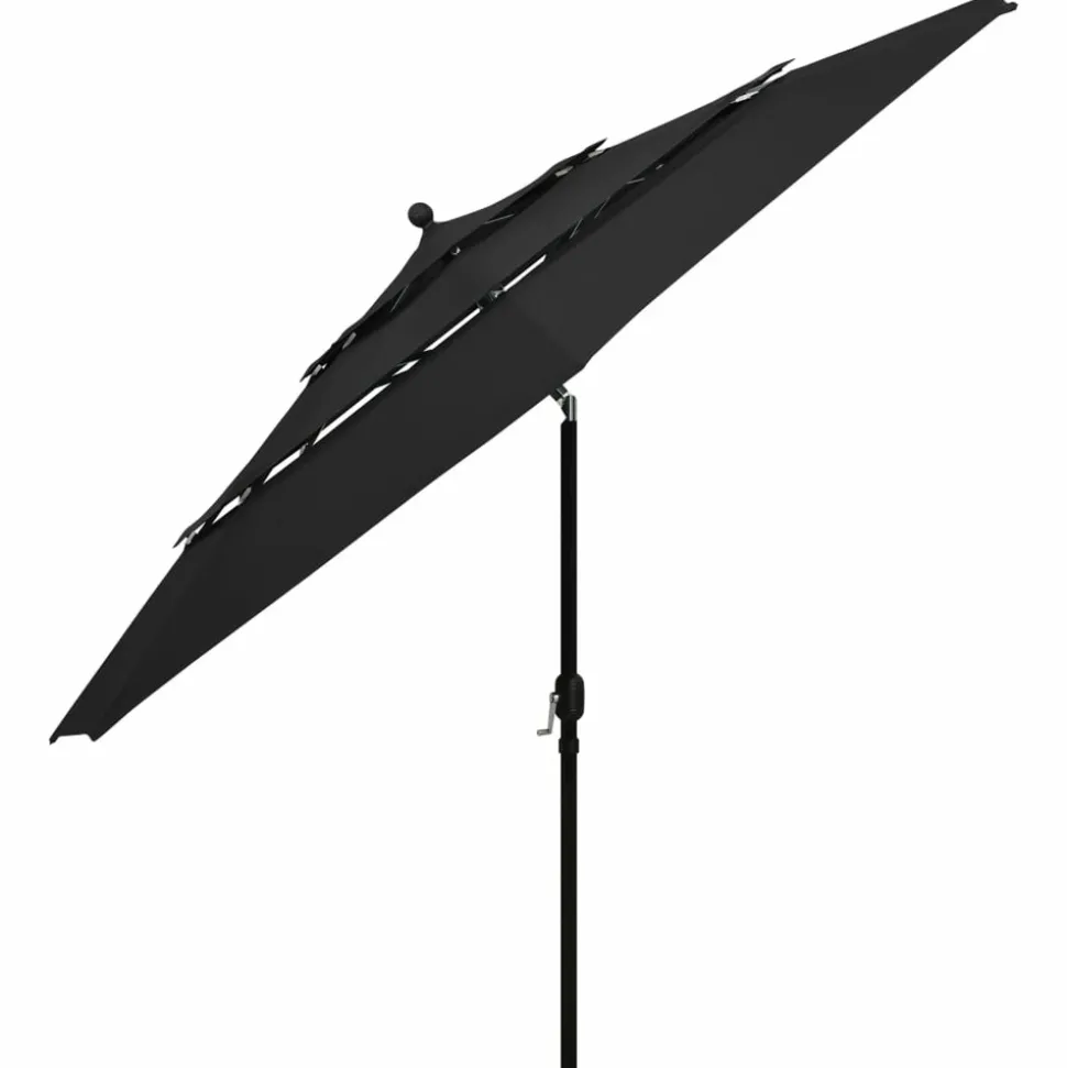 MAISON EXCLUSIVE - Parasol de jardin à 3 niveaux avec mât en aluminium noir 3,5 m