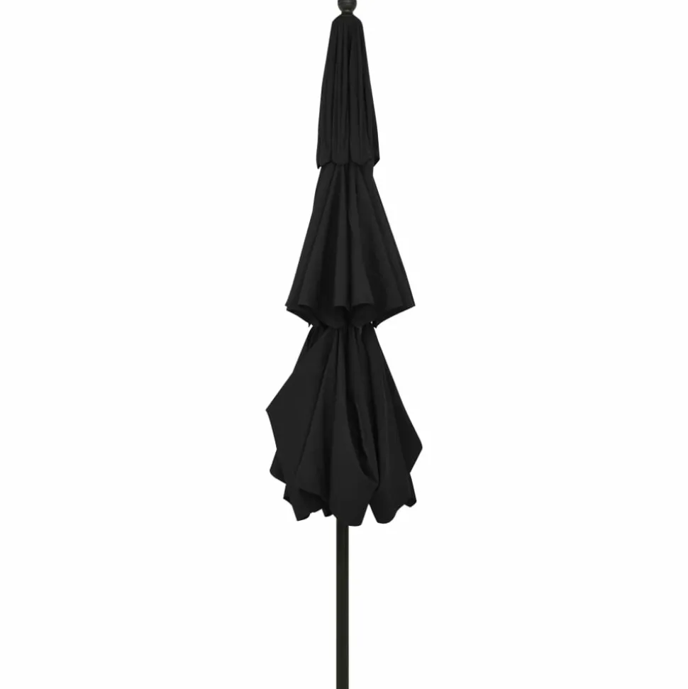 MAISON EXCLUSIVE - Parasol de jardin à 3 niveaux avec mât en aluminium noir 3,5 m