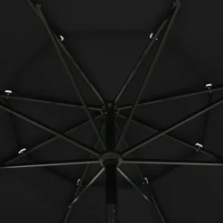 MAISON EXCLUSIVE - Parasol de jardin à 3 niveaux avec mât en aluminium noir 3,5 m
