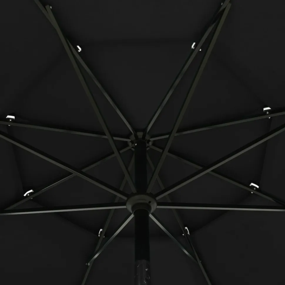 MAISON EXCLUSIVE - Parasol de jardin à 3 niveaux avec mât en aluminium noir 3,5 m