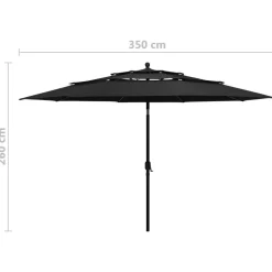 MAISON EXCLUSIVE - Parasol de jardin à 3 niveaux avec mât en aluminium noir 3,5 m
