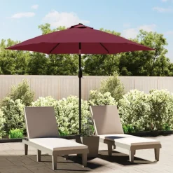 MAISON EXCLUSIVE - Parasol de jardin avec mât en métal rouge bordeaux 300 cm