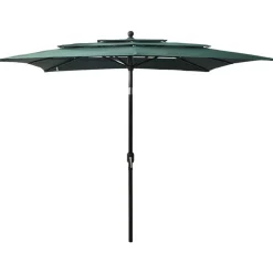 MAISON EXCLUSIVE - Parasol de jardin à 3 niveaux avec mât en aluminium vert