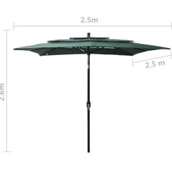 MAISON EXCLUSIVE - Parasol de jardin à 3 niveaux avec mât en aluminium vert