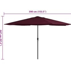 MAISON EXCLUSIVE - Parasol de jardin avec mât en métal 390 cm rouge bordeaux