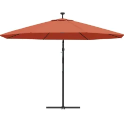 MAISON EXCLUSIVE - Parasol de jardin en porte-à-faux avec lumières led terre cuite