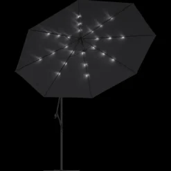 MAISON EXCLUSIVE - Parasol de jardin en porte-à-faux avec lumières led noir 350 cm
