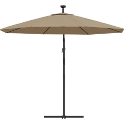 MAISON EXCLUSIVE - Parasol de jardin en porte-à-faux et lumières led mât en acier