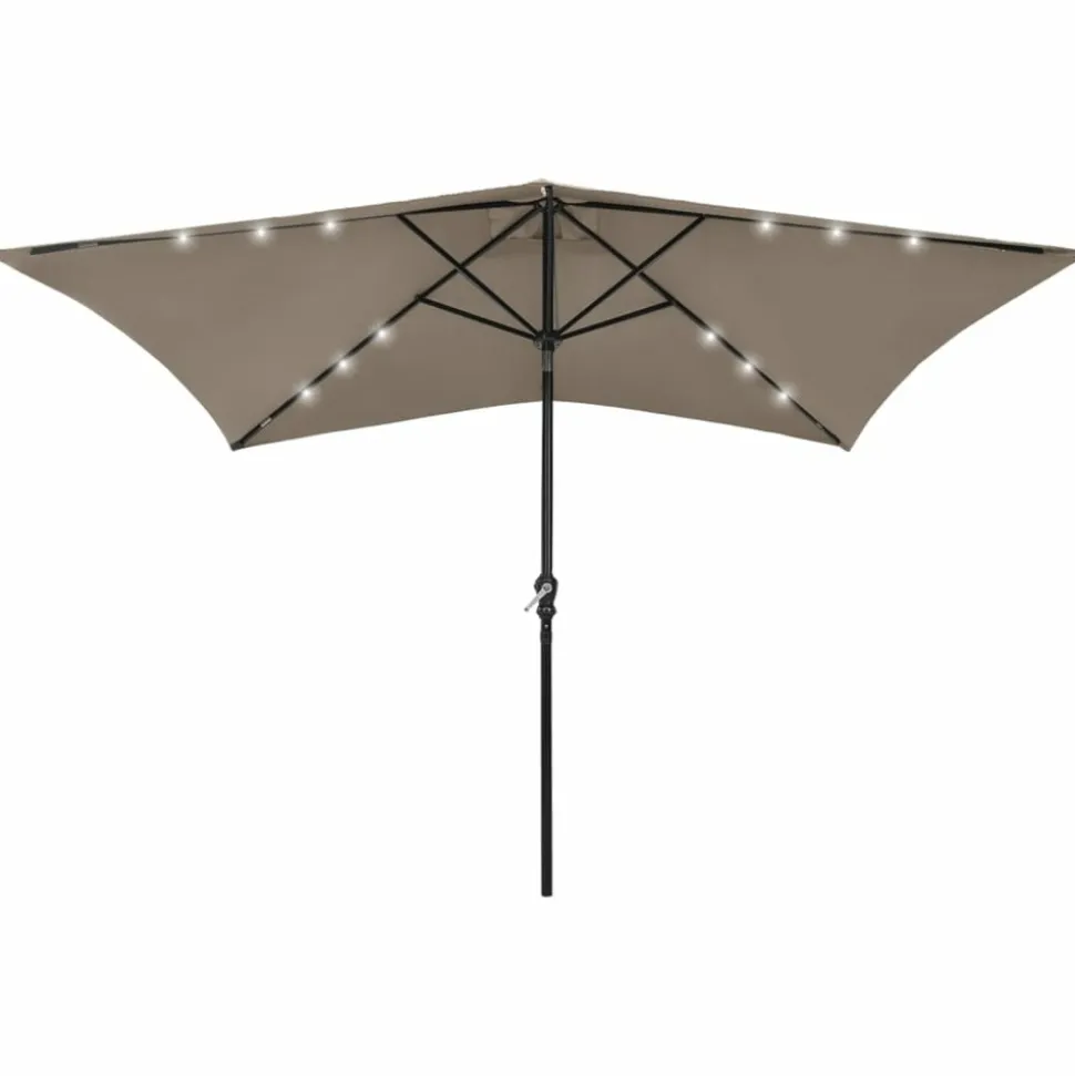 MAISON EXCLUSIVE - Parasol de jardin avec led et mât en acier taupe 2x3 m