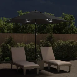MAISON EXCLUSIVE - Parasol d'extérieur avec lumières led et mât en acier noir