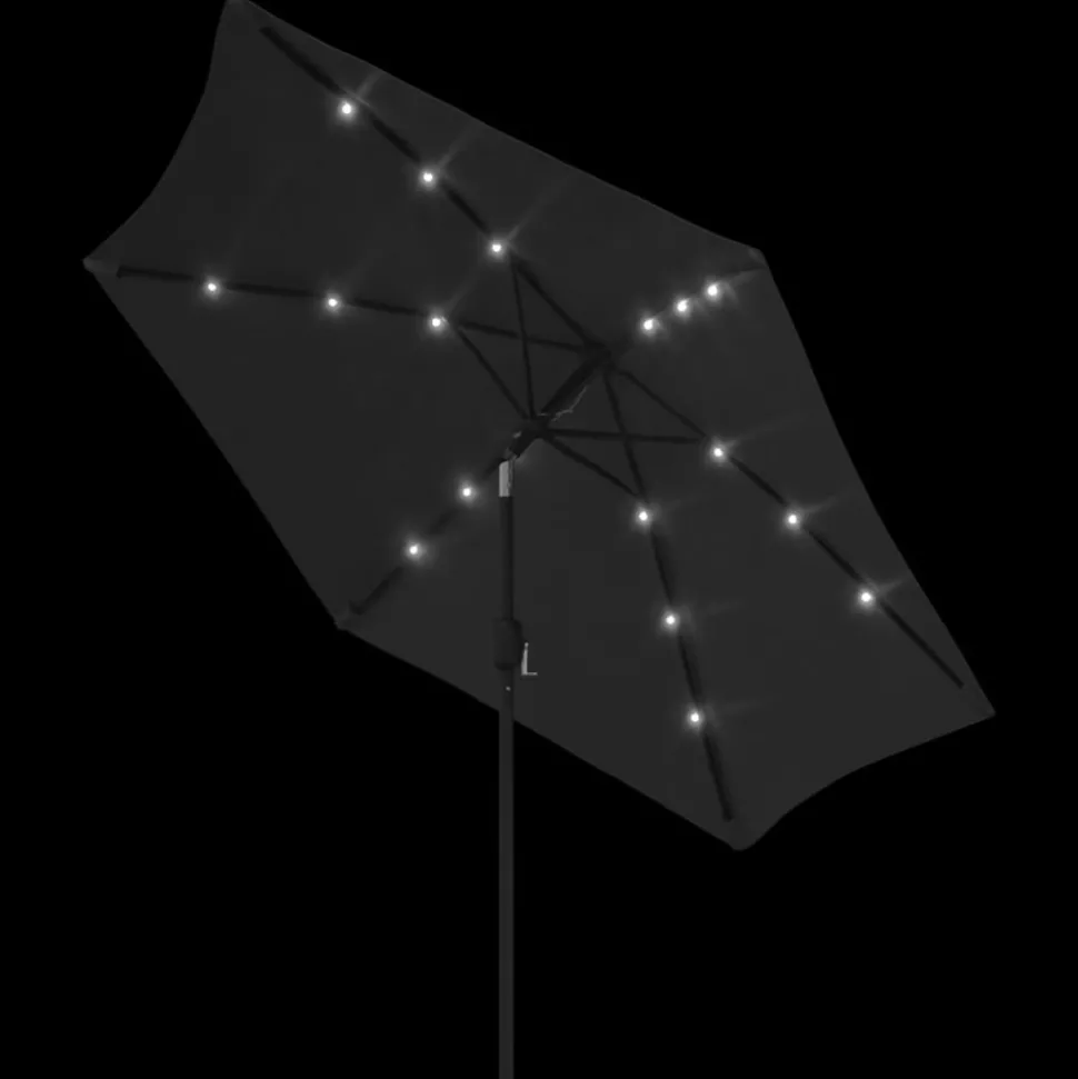 MAISON EXCLUSIVE - Parasol d'extérieur avec lumières led et mât en acier noir