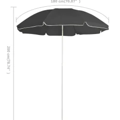 MAISON EXCLUSIVE - Parasol de jardin avec mât en acier anthracite 180 cm
