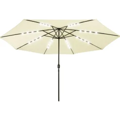 MAISON EXCLUSIVE - Parasol de jardin avec lumières led et mât en métal 400cm sable