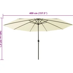 MAISON EXCLUSIVE - Parasol de jardin avec lumières led et mât en métal 400cm sable