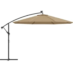 MAISON EXCLUSIVE - Parasol de jardin en porte-à-faux et lumières led mât en métal