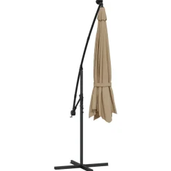 MAISON EXCLUSIVE - Parasol de jardin en porte-à-faux et lumières led mât en métal