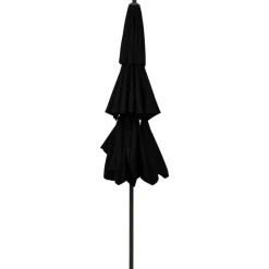 MAISON EXCLUSIVE - Parasol de jardin à 3 niveaux avec mât en aluminium noir 3 m
