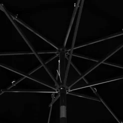 MAISON EXCLUSIVE - Parasol de jardin à 3 niveaux avec mât en aluminium noir 3 m