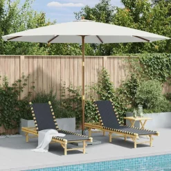 MAISON EXCLUSIVE - Parasol d'extérieur avec mât en bois 350 cm blanc sable