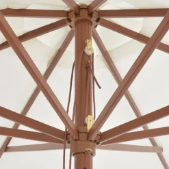 MAISON EXCLUSIVE - Parasol d'extérieur avec mât en bois 350 cm blanc sable