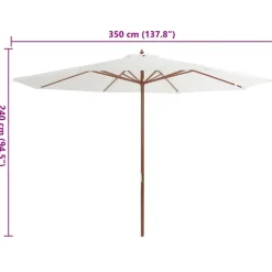 MAISON EXCLUSIVE - Parasol d'extérieur avec mât en bois 350 cm blanc sable