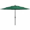 MAISON EXCLUSIVE - Parasol de jardin à 3 niveaux avec mât en aluminium vert 3,5 m