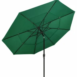 MAISON EXCLUSIVE - Parasol de jardin à 3 niveaux avec mât en aluminium vert 3,5 m