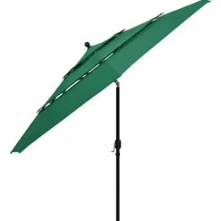 MAISON EXCLUSIVE - Parasol de jardin à 3 niveaux avec mât en aluminium vert 3,5 m