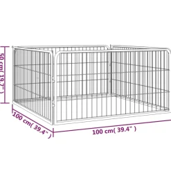 MAISON EXCLUSIVE - Parc pour chien 4 panneaux noir 100x50cm acier enduit de poudre