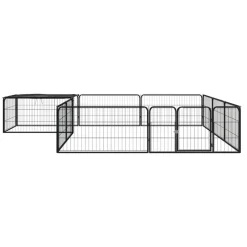 MAISON EXCLUSIVE - Parc pour chien 12panneaux noir 100x50cm acier enduit de poudre
