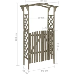 MAISON EXCLUSIVE - Pergola avec portail 116x40x204 cm gris bois de sapin massif