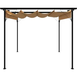 MAISON EXCLUSIVE - Pergola avec toit rétractable taupe 3x3 m acier 180 g/m²