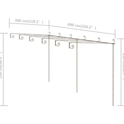 MAISON EXCLUSIVE - Pergola de jardin marron antique 6x3x2,5 m fer