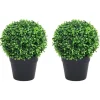 MAISON EXCLUSIVE - Plantes de buis artificiel 2 pcs avec pots boule vert 27 cm