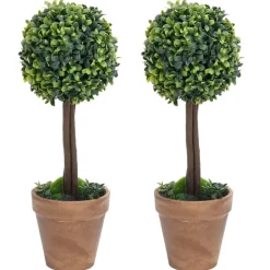 MAISON EXCLUSIVE - Plantes de buis artificiel 2 pcs avec pots boule vert 41 cm
