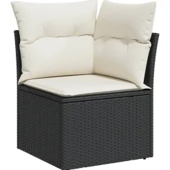 MAISON EXCLUSIVE - Salon de jardin 12 pcs avec coussins noir résine tressée