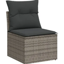 MAISON EXCLUSIVE - Salon de jardin avec coussins 13 pcs gris résine tressée