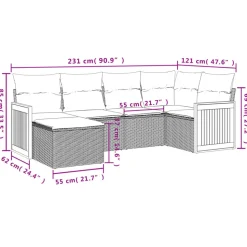 MAISON EXCLUSIVE - Salon de jardin 6 pcs avec coussins noir résine tressée