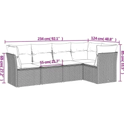 MAISON EXCLUSIVE - Salon de jardin avec coussins 5 pcs beige résine tressée