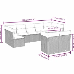 MAISON EXCLUSIVE - Salon de jardin 9 pcs avec coussins noir résine tressée